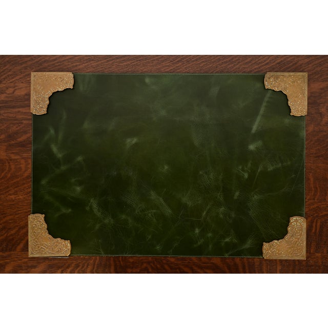 Marshall Field & Co. Antique Viking Bronze Blotter Corners With Leather Desk Blotter, Circa 1910 For Sale - Image 13 of 13