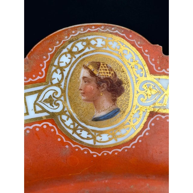 Neoclassical Porcelain Compote with Hand-Painted Portrait Medallions from Capodimonte, 1890s For Sale - Image 3 of 14