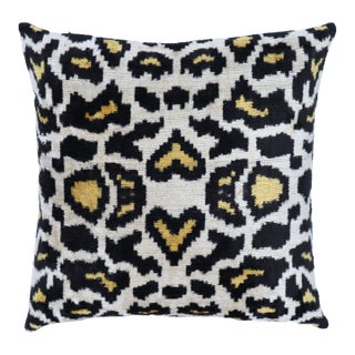 Contemporary Leopard Print Handmade Velvet Pillow and Down Feather Insert For Sale