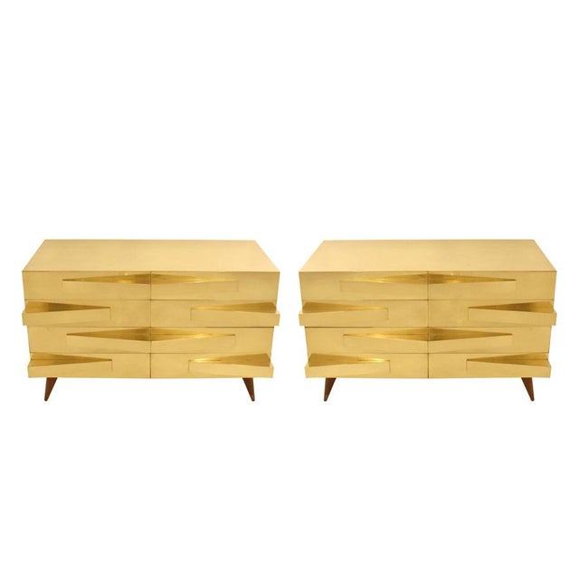 Italian Oak and Brass Sideboards, 2000s, Set of 2 For Sale - Image 15 of 15