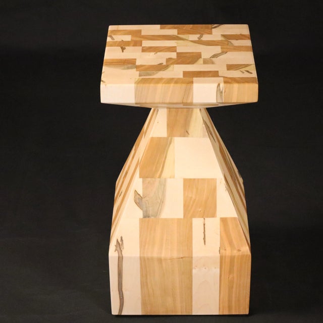 Mosaic Pedestal Table, Solid Cherry and Maple Hard Wood, Artisan Crafted (Sn2523) For Sale In Baltimore - Image 6 of 14