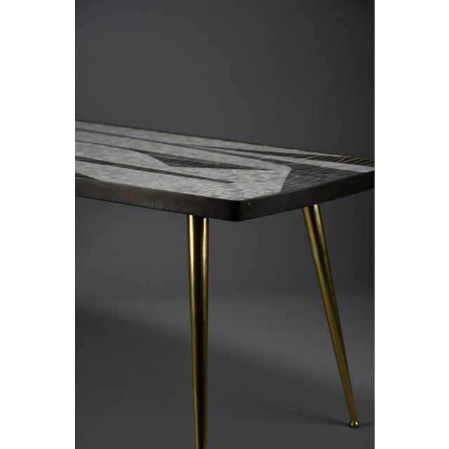 1950s Abstract Black and White Glass Mosaic Coffee Table with Brass Legs by Berthold Müller, 1955 For Sale - Image 5 of 18