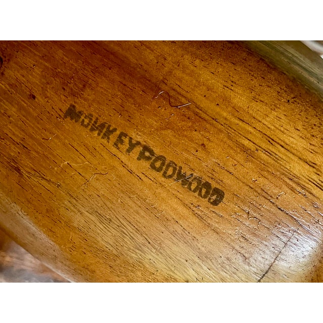Mid 20th Century Monkeypod Wood Large Salad Set 6 Individual Bowls Lg Serving Bowl For Sale - Image 10 of 10