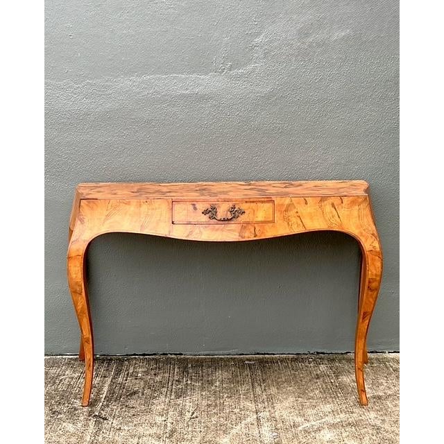 Vintage Italian Olive Burl Wood Writing Desk For Sale In West Palm - Image 6 of 12