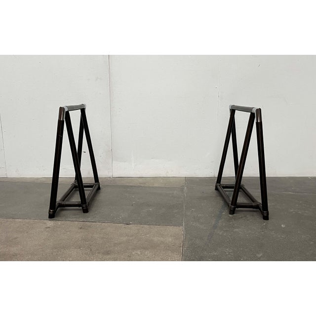 Hollywood Regency Faux Bamboo and Chrome Table Trestles, 1980s, Set of 2 For Sale - Image 10 of 18