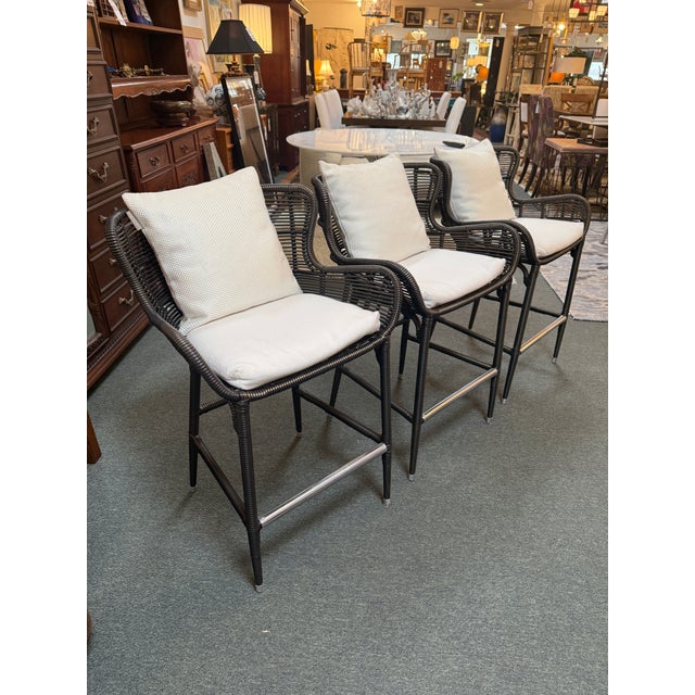 Design Plus Gallery presents a Set of Three Palermo Counter Stools from Palecek. The chairs have a powder coated aluminum...