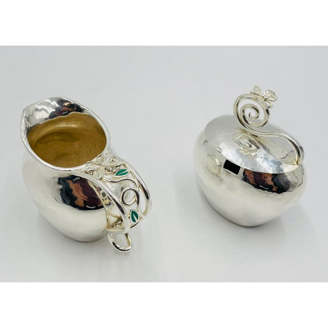 Vintage Emilia Castillo Mexican Silversmith Creamer and Sugar Bowl, Hand Signed For Sale - Image 12 of 18