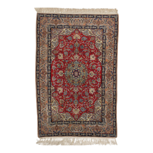Vintage Hand-Knotted Persian Isfahan Rug 3'7" X 5'4"