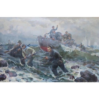 Soviet Battle Oil Painting, Ukrainian Artist, 1970s 140-210 For Sale