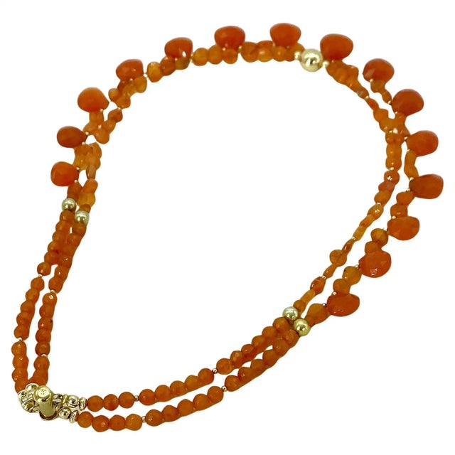14k Gold Filled Artisan Carnelian Double-Strand Necklace, Usa For Sale - Image 4 of 5