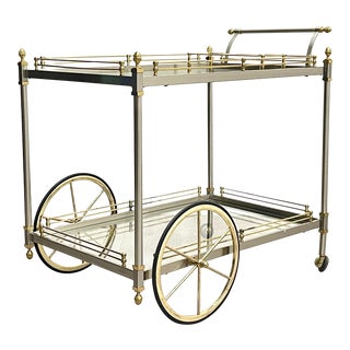 Vintage Italian Brass Metal Serving Cart For Sale