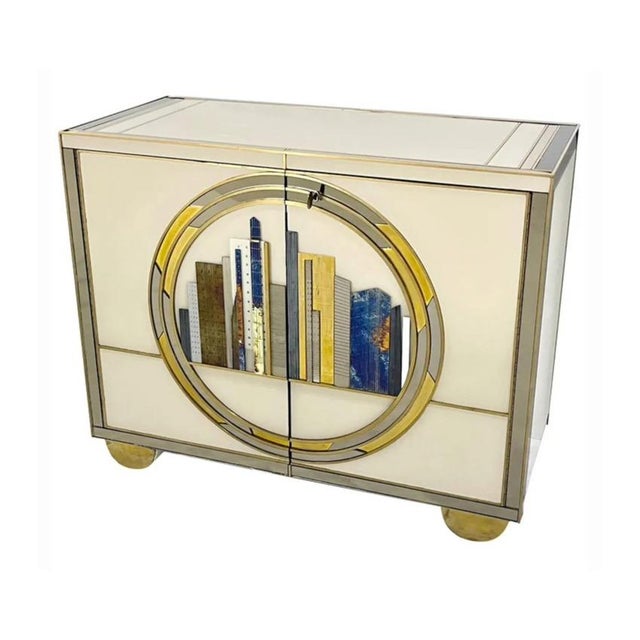 Mid-century modern Italian Art Deco style cabinet / server, entirely handcrafted in Italy and designed as a one-of-a-kind...