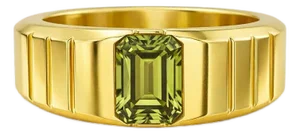 Peridot Solitaire Ring for Men Silver, Gold, Size 9.5