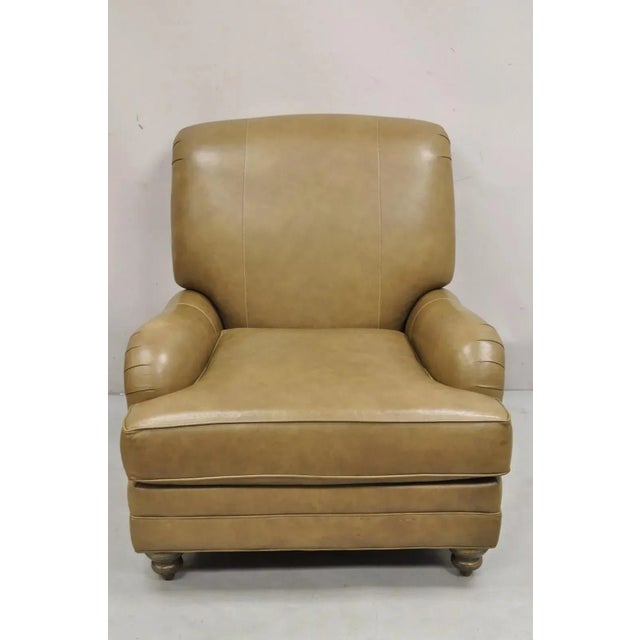 Pre-owned Ethan Allen Oxford Leather Brown Recliner Club Lounge Chair and Ottoman - 2 Pcs. Item features a very rare...
