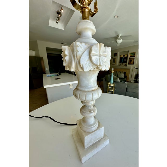 Single Italian Urn Neoclassic Alabaster Table Lamp For Sale - Image 14 of 15