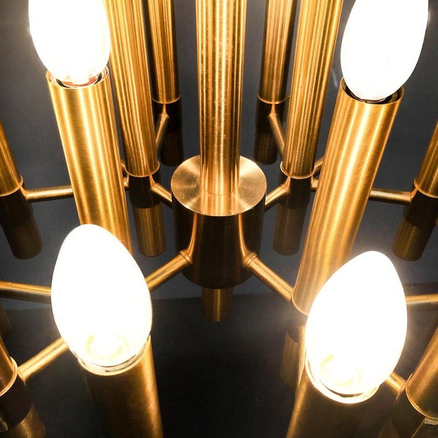 1960s Brutalist Chandelier in Brass with 16 Arms by Angelo Brotto for Esperia, Italy, 1960s For Sale - Image 5 of 7
