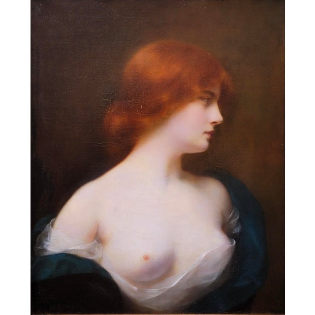 Realism Henri Rondel -Portrait of a Seminude Red Haired Beauty-19th Century Oil Painting For Sale - Image 3 of 10