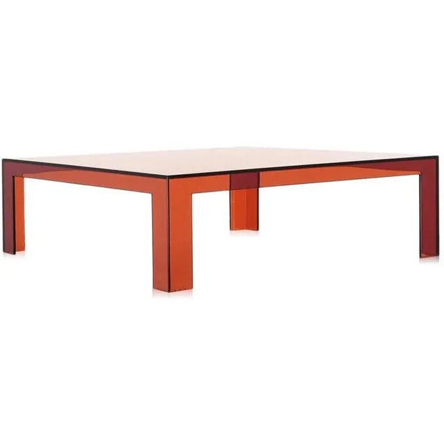 Modern Amber Acrylic Square Coffee Table For Sale - Image 3 of 4
