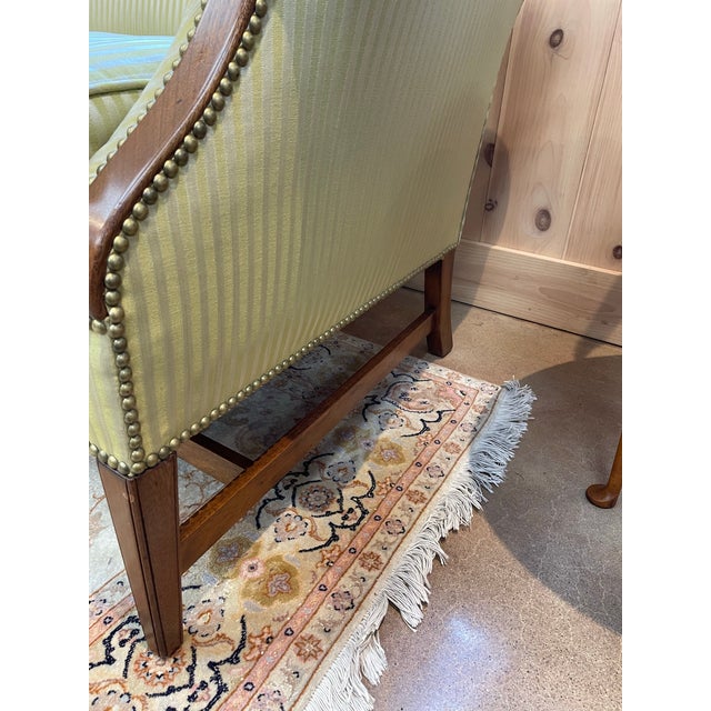 Textile Antique 19th Century Chippendale Camelback Sofa in Striped Light Green Upholstery For Sale - Image 7 of 10