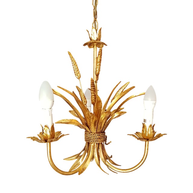 Three-Armed Wheat Chandelier by Hans Kögl, Italy, 1960s For Sale