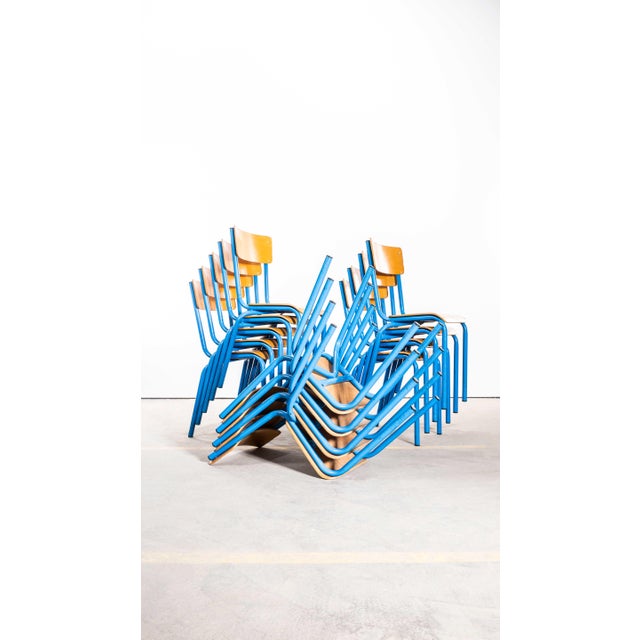 Blue Simple Stacking Dining Chairs from Mullca, 1960s, Set of 4 For Sale - Image 10 of 13