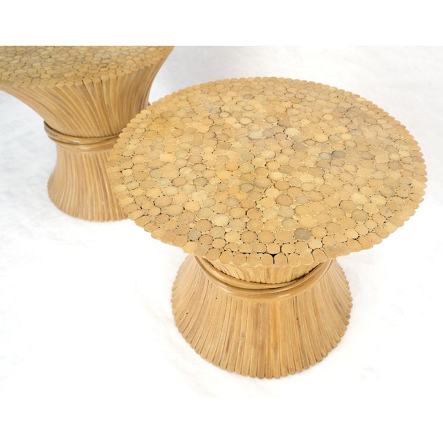 Pair of Sheaf of Wheat 26" Round Side End Table Stands Pedestals MINT For Sale - Image 16 of 17