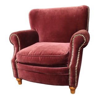 Art Deco Style Velvet Club Chair For Sale