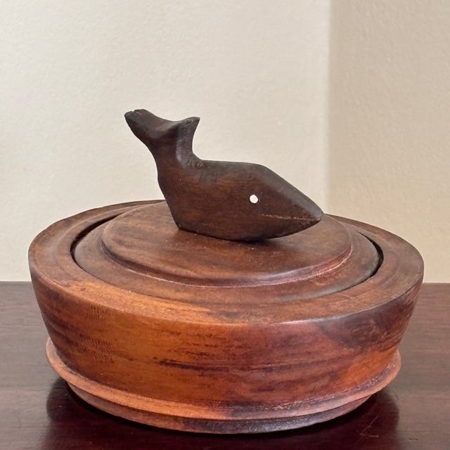 Primitive Turned Wood Trinket Box W/ Nautical Motif For Sale - Image 15 of 18