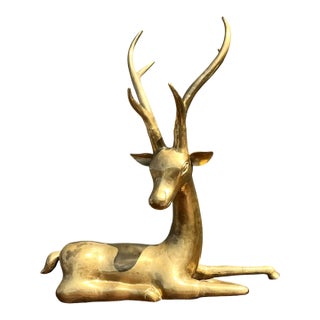 Vintage Brass Deer Sculpture For Sale