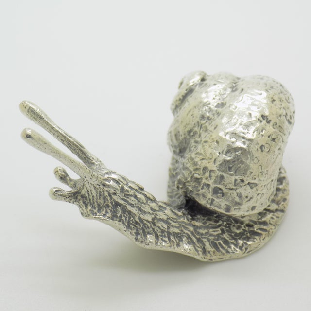 Silver Vintage Italian Genuine Silver 800 Life-Size Snail Figurine by Arezzo Silversmith Ar 100, 1970s For Sale - Image 8 of 13