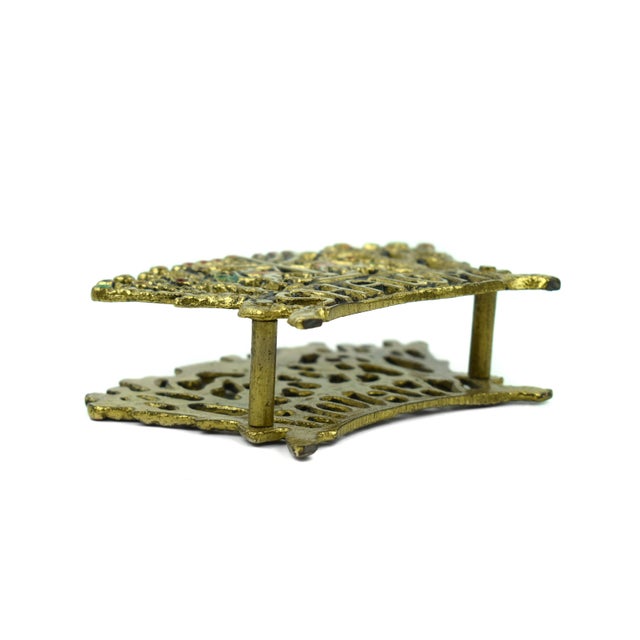 Mid 20th Century Vintage Brass Shalom Napkin Holder For Sale - Image 5 of 5