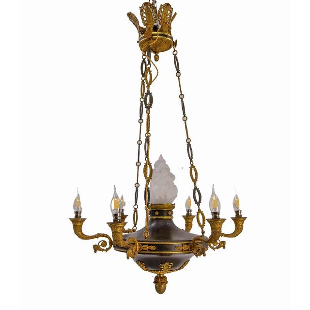 Traditional French Empire Style Lustre Bronze and Glass Chandelier, 1890 For Sale - Image 3 of 17