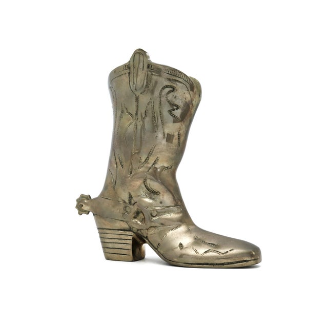 Vintage Brass Boot With a Moveable Spur For Sale - Image 4 of 11