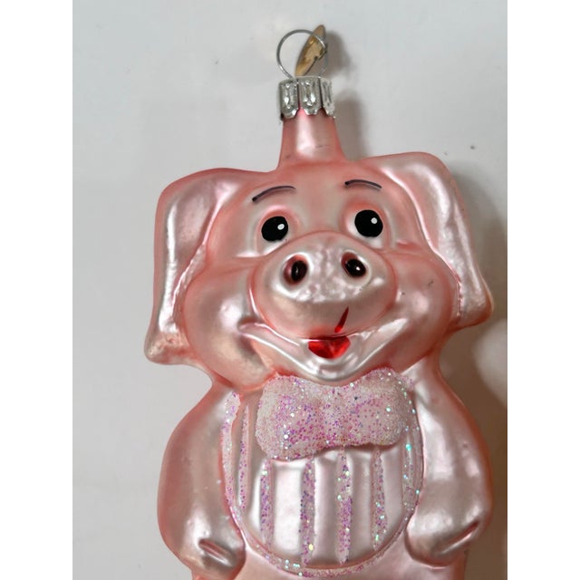 Figurative Vintage German Glass Pig & Teddy Bear Christmas Ornaments – Pair For Sale - Image 3 of 9
