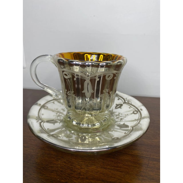 Antique Mercury Glass Handled Tea Cup and Saucer For Sale - Image 12 of 12
