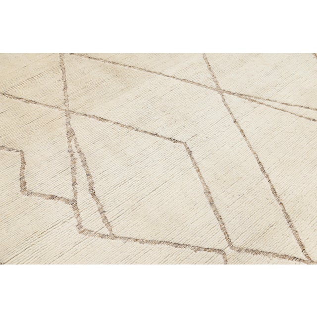 Minimalist Modern Moroccan Beni Ourain Style Hand-Knotted Wool Rug 6x9 For Sale - Image 9 of 10