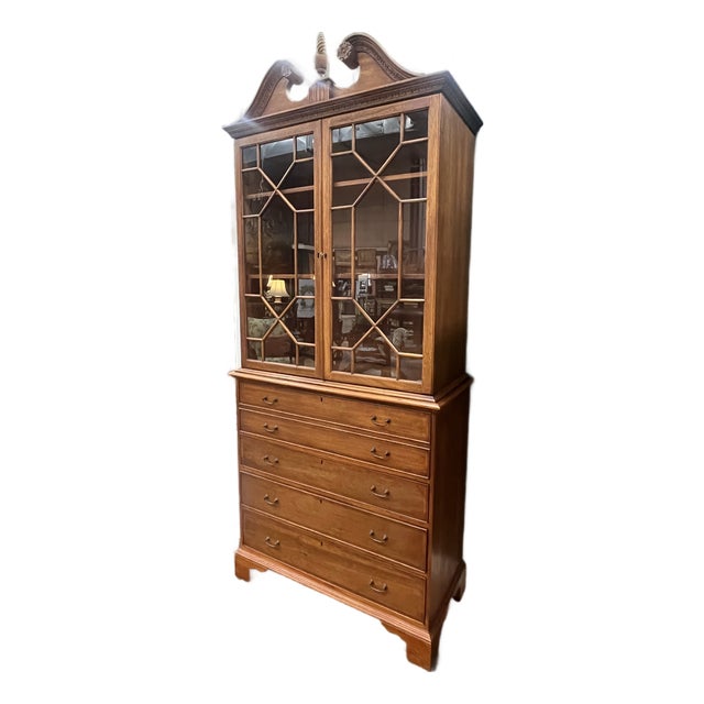 Mid 20th Century Georgian Reproduction Double Door Secretary For Sale
