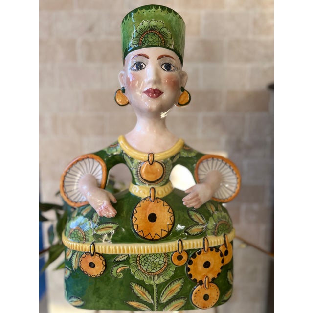 Elegant Italian Ceramic Noblewoman Sculpture This striking unique Italian ceramic sculpture captures the refined elegance...