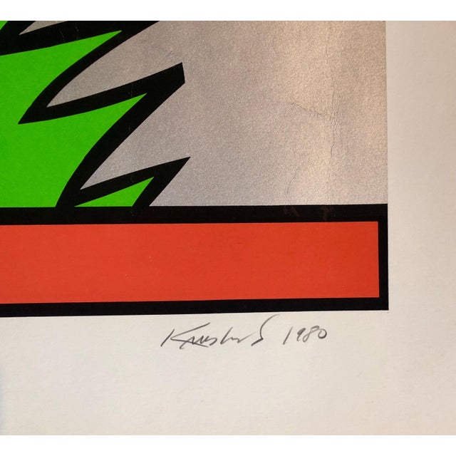 Green, Red, Silver and Black and White. Large Pop Art Silkscreen. Nicholas Krushenick (May 31, 1929 – February 5, 1999)...
