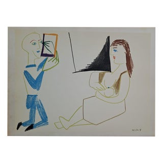 Pablo Picasso, Mother and Man in a Frame, 1954, Lithograph For Sale