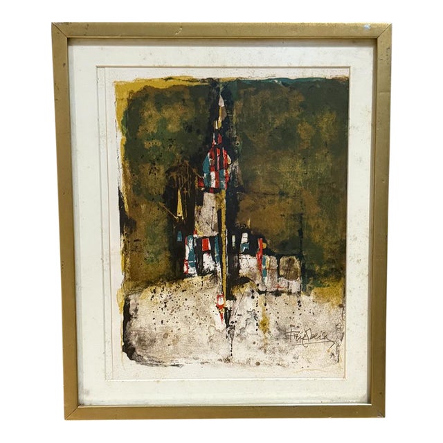 1965 Johnny Friedlaender Art Lithograph Etching Composition For Sale