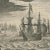 Extremely rare original antique print of a fleet of nine ships departing from Amsterdam for a voyage to the East Indies,...