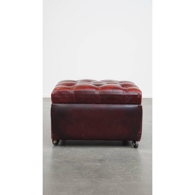 Chesterfield Ottoman with Storage in Cow Leather For Sale - Image 5 of 12