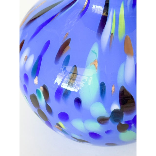 Glass Mid Century Studio Azzurra Maestri Vetrai Italy Mouth Blown Art Glass Vase For Sale - Image 7 of 8