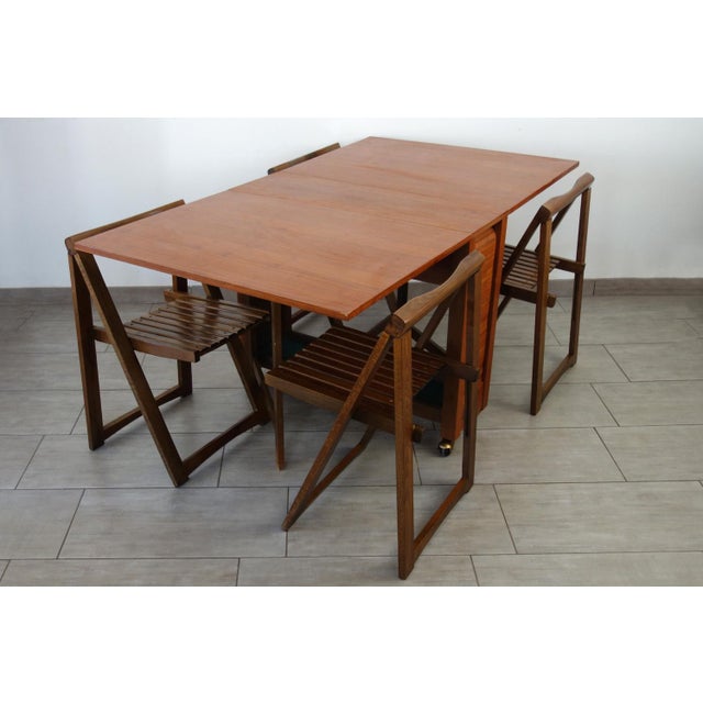 Drop-Leaf Table and Folding Chairs, 1960s, Set of 5 For Sale - Image 13 of 18