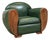 Art Deco Style Club Chair in Leather and Beech, 1980s For Sale