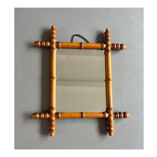 Faux-Bamboo Wall Mirror, France, 1940s For Sale - Image 9 of 9