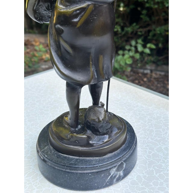 Hippolyte François Moreau, Young Fisherman, 1900, Bronze with Green Patina For Sale - Image 4 of 18