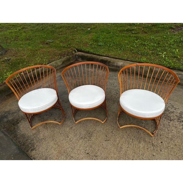 Mid-Century Modern Iconic MCM Russel Woodard Set of 3 Iron Chairs For Sale - Image 3 of 12