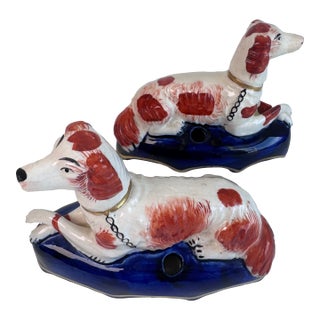 Late 19th Century Staffordshire Dogs Pen Holder, a Pair For Sale